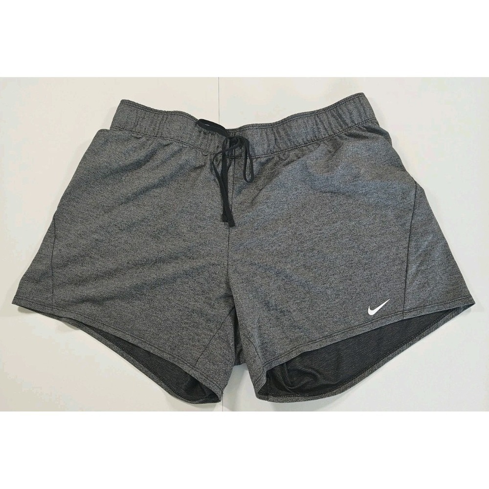 Nike Dri-FIT Womens Gray Running Athletic Shorts L Drawstring Lined Heather